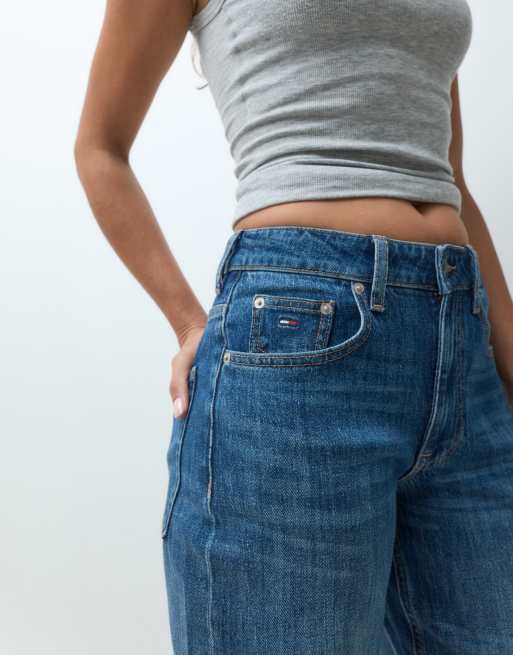 Tommy Jeans Mia jean droit décontracté taille mi-haute bleu délavage foncé, 4 de 5