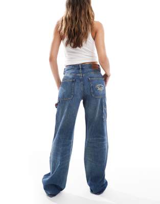 Tommy Jeans Mia Mid Rise Relaxed Carpenter Jeans In Blue