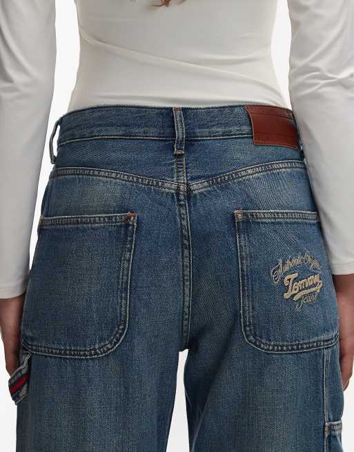 Tommy Jeans Mia mid rise relaxed carpenter jeans in mid blue
