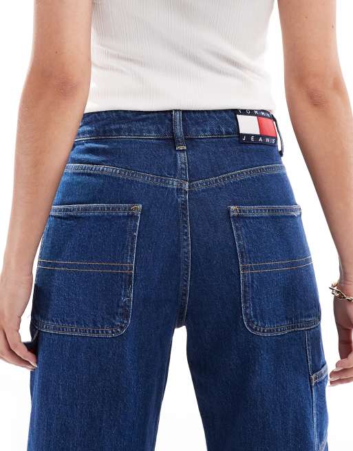 Tommy Jeans Mia mid rise relaxed straight carpenter jeans in dark wash