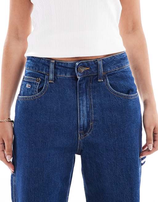 Tommy Jeans Mia mid rise relaxed straight carpenter jeans in dark wash
