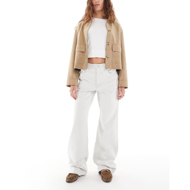 Tommy Jeans Mia mid rise relaxed straight carpenter jeans in white