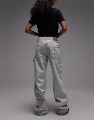 Tommy Jeans Mia Mid Rise Relaxed Straight Carpenter Jeans In Gray