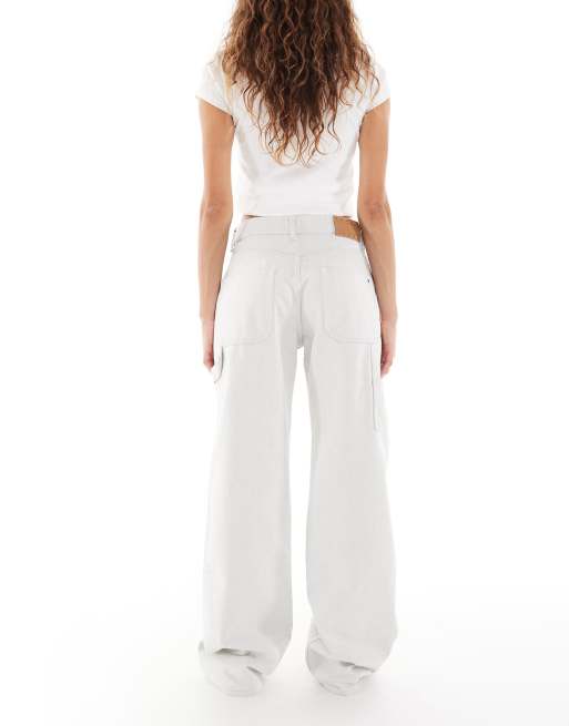Tommy Jeans Mia mid rise relaxed straight carpenter jeans in white