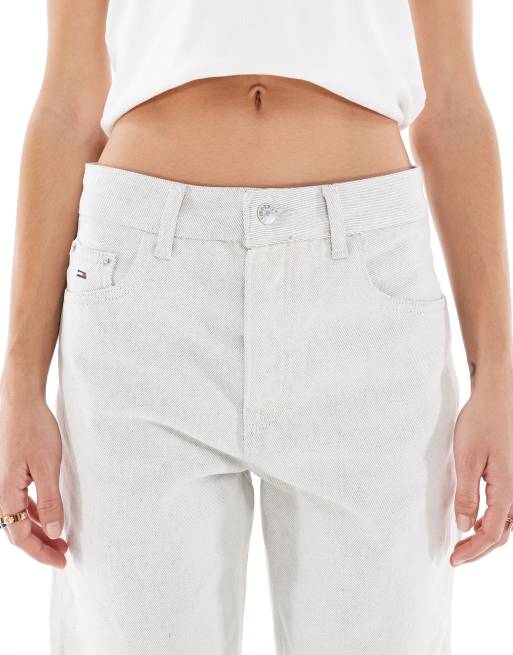 Tommy Jeans Mia mid rise relaxed straight carpenter jeans in white