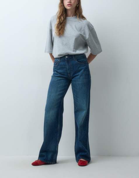 Tommy Jeans Mia mid rise relaxed straight fit jeans in dark wash - view 1