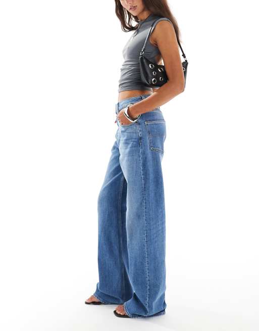 Tommy Jeans Mia mid rise relaxed straight jeans in mid wash