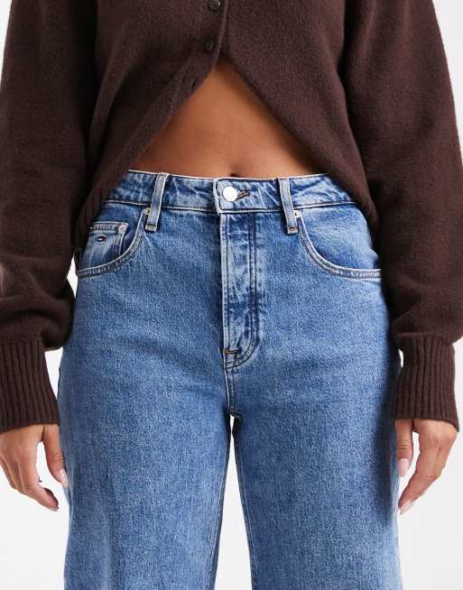 Tommy Jeans Mia mid rise relaxed straight leg jeans in mid blue