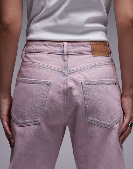 Tommy Jeans Mia mid rise relaxed straight leg jeans in pink denim , 4 of 5