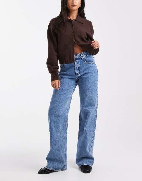 Tommy Jeans Mia mid rise relaxed straight leg jeans in mid blue