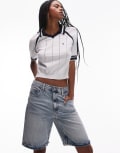 [Tommy Jeans] Tommy Jeans Mia relaxed bermuda denim shorts in bleached wash-Blue W29 Denim Light