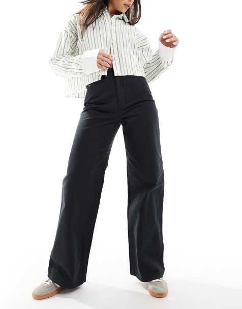 Tommy Jeans Mia relaxed straight carpenter trousers in black