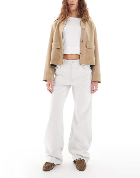 Tommy Jeans – Mia – Vita, avslappnade snickarjeans med rak passform och medelhög midja - view 1