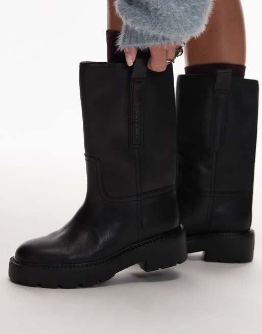 Tommy Jeans Sock Trainers Knitted Mid Top Sock Boot, Men 7.5 / Women 9 Tommy Jeans chunky snow boots in black | ASOS main image 4