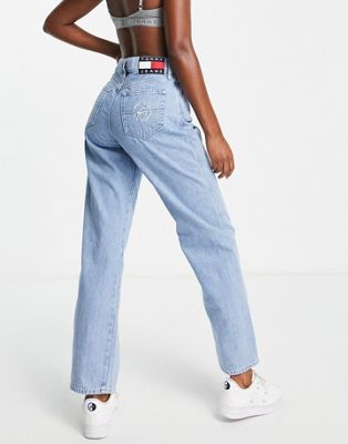 Tommy Jeans mid rise loose boyfriend jean in mid wash - ASOS Price Checker