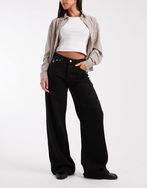 Tommy Jeans mid rise loose straight jeans in black