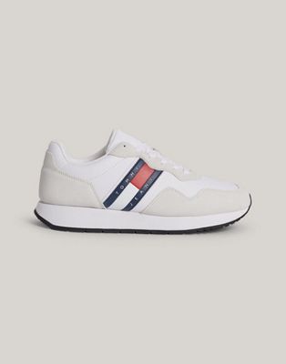 Tommy Jeans Mid Trainers in White and beige - ASOS Price Checker
