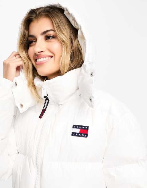 Tommy hilfiger white on sale puffer jacket women's