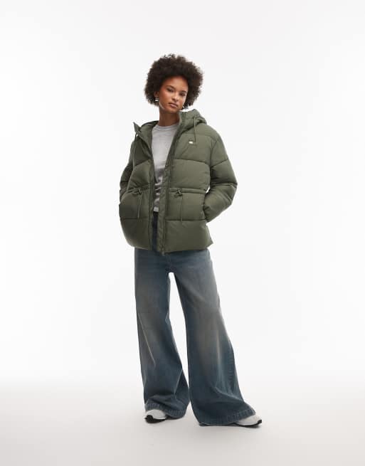 Tommy Jeans midi puffer jacket in green, 2 of 4
