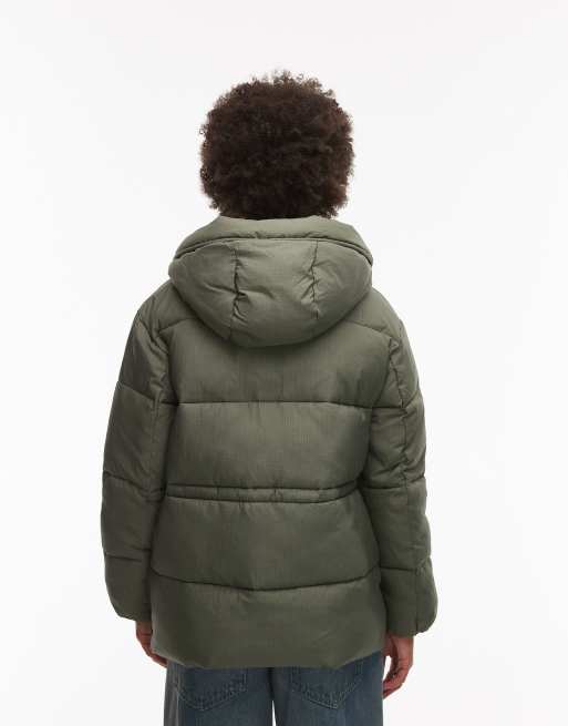 Tommy Jeans midi puffer jacket in green, 4 of 4