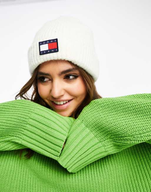 Tommy Jeans – Miękka czapka beanie w kolorze ecru