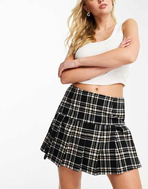 Tommy Jeans – Mini-Faltenrock in Schwarz kariert