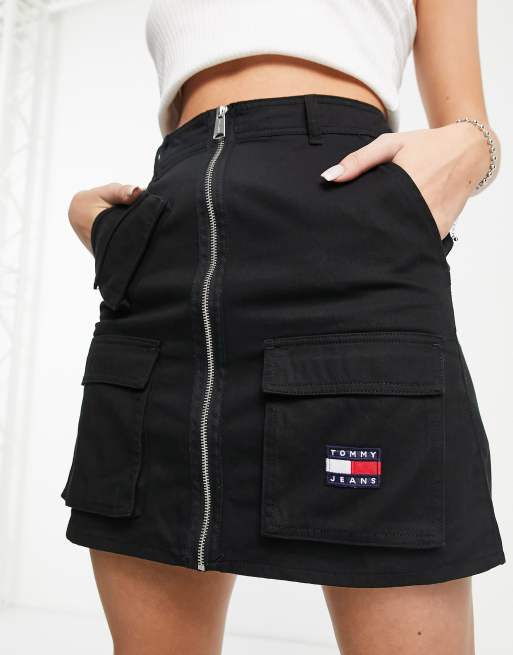 Tommy Jeans - Mini-jupe en coton avec poche à écusson - Noir - BLACK