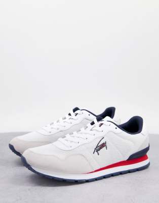 Tommy Jeans mix runner sneakers with script logo in white