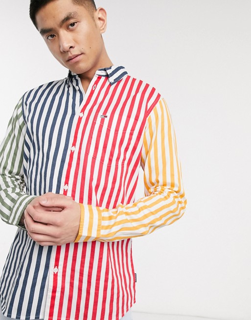 Tommy Jeans mixed stripe twill shirt in multi