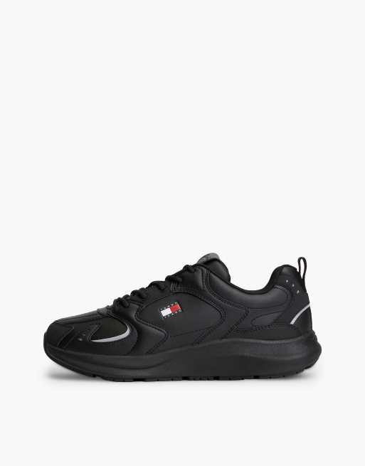 Tommy Jeans Mixed texture chunky trainers in black, 7 of 7