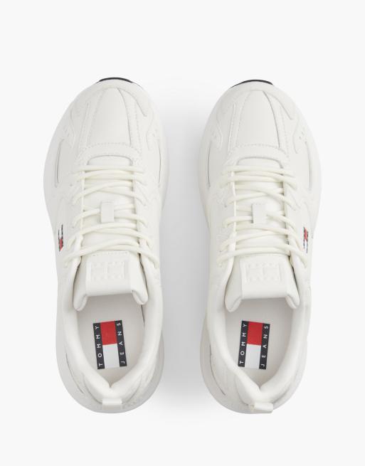 Tommy Jeans Mixed texture chunky trainers in white, 3 of 7