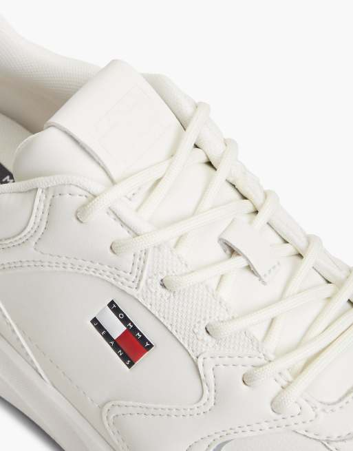 Tommy Jeans Mixed texture chunky trainers in white, 6 of 7