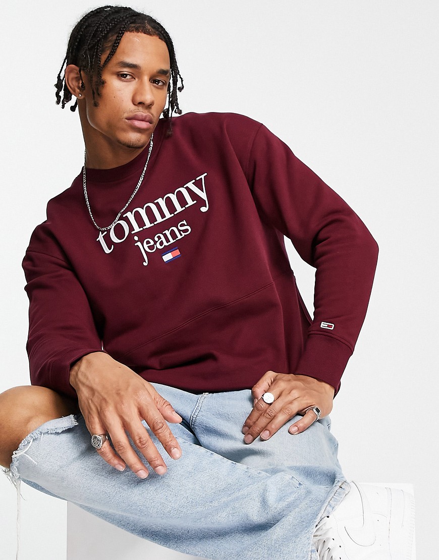 Tommy Jeans modern corp logo sweatshirt in burgundy-Red