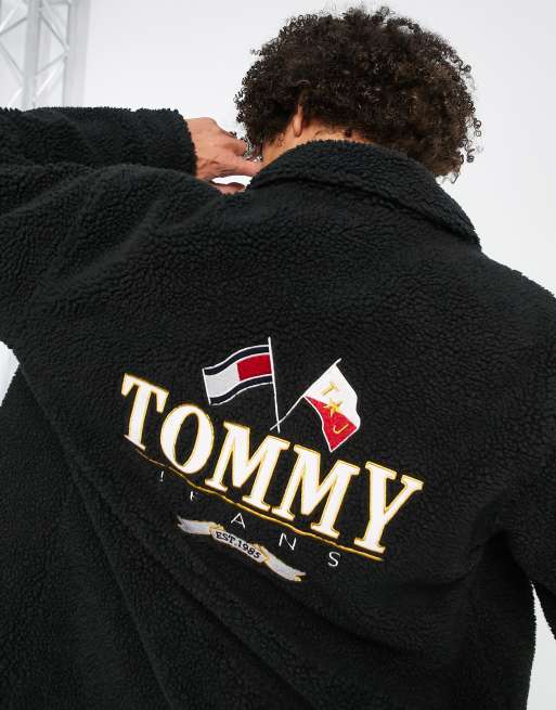 Tommy Jeans - Modern prep - Giacca in pile nera con logo sul retro