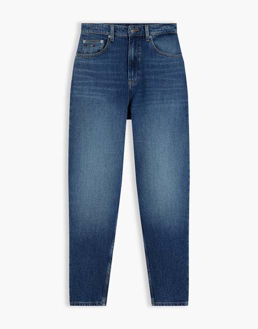 Tommy Jeans Mom high rise tapered jeans in dark blue, 7 of 7