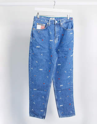 Jeans mom ASOS | wash allover with Tommy jean logo in mid