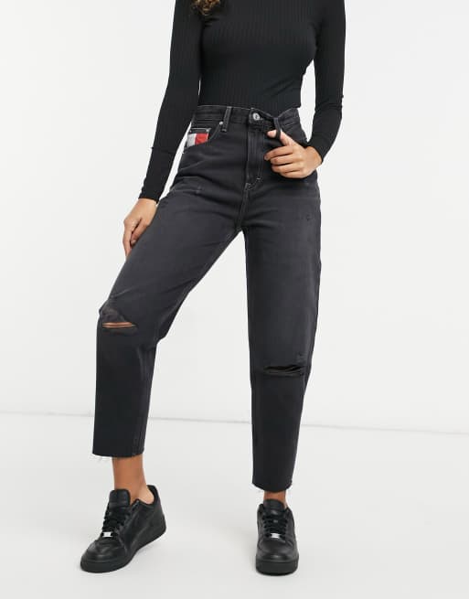 Tommy Jeans – Mom-Jeans in Schwarz | ASOS