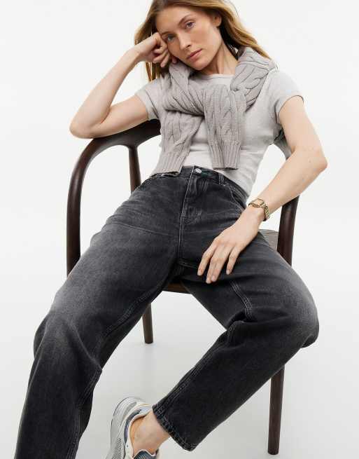 Tommy Jeans Mom-Jeans mit hoher Taille, schmal zulaufend, schwarz in Ash Black, 5 von 7