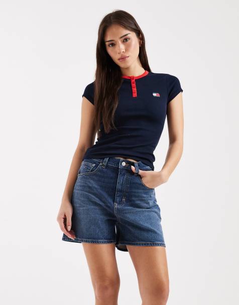 Tommy Jeans - Mom shorts in denim lavaggio blu scuro - view 1