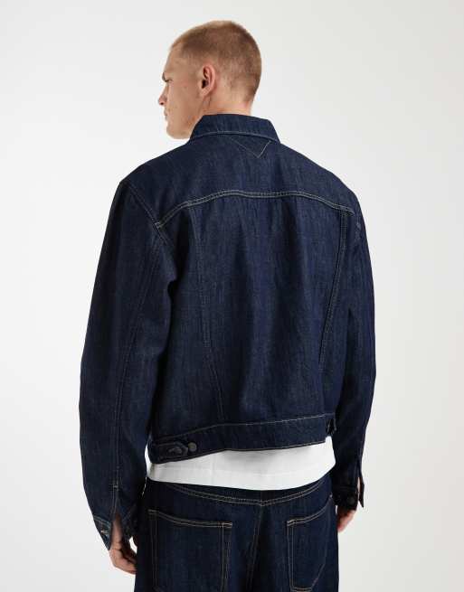 Tommy Jeans – Mörkblå, tvättad truckerjacka med avslappnad passform, del av set, 3 av 5