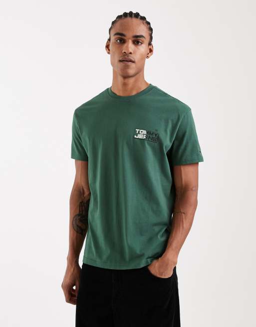 Tommy Jeans – Mörkgrön t-shirt med blocklogga baktill, 3 av 5