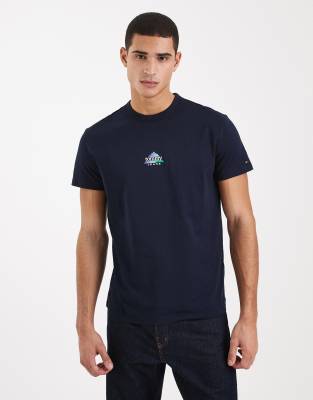 Tommy Jeans Mountain Peak Graphic Center Logo T-shirt In Blue
