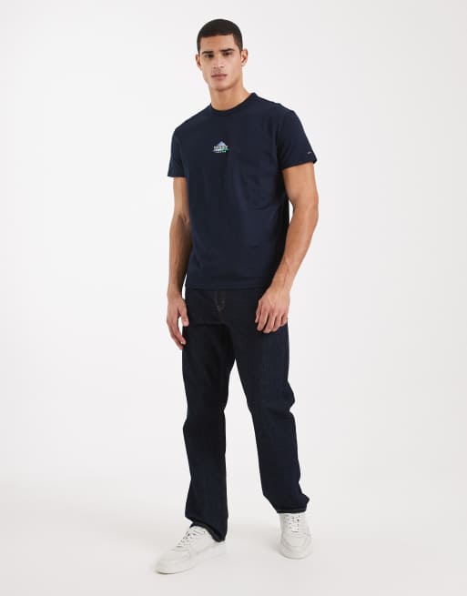 Tommy Jeans mountain peak graphic centre logo t-shirt in navy , 2 of 5