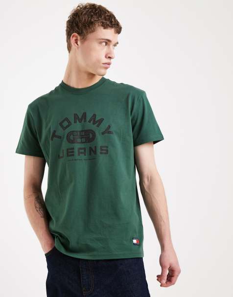 Tommy Jeans - Mørkegrøn trænings-T-shirt med logoprint - view 1