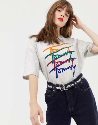 tommy jeans multi logo t shirt