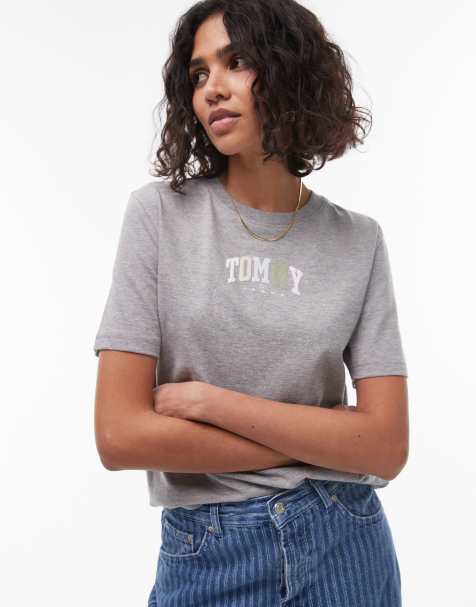Tommy Jeans multicolor varsity logo t-shirt in gray - view 1