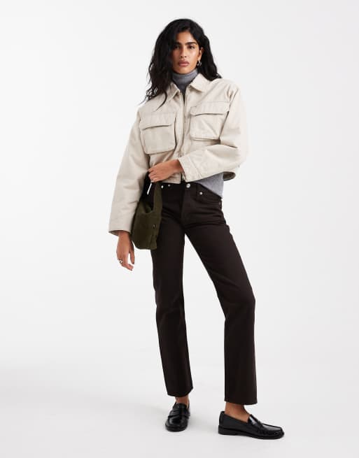 Tommy Jeans – Naturvit arbetsjacka i kort design med ficka , 3 av 4