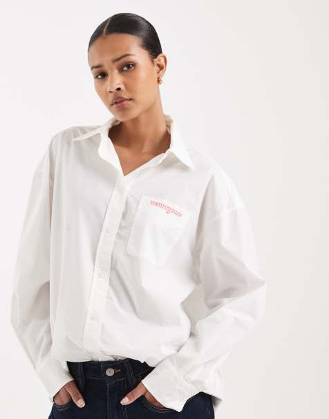 Tommy Jeans – Naturvit poplinskjorta i oversize - view 1