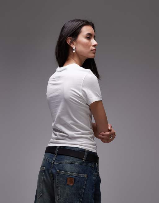 Tommy Jeans – Naturvit t-shirt med centrerad, rund logga, 3 av 4