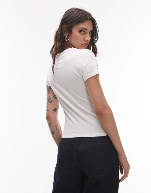 Tommy Jeans – Naturvit t-shirt med linjär USA-logga, 3 av 4